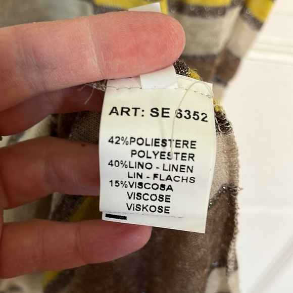 Vintage Y2K Beige Stripe Linen Viscose Blend Lightweight Knit Midi Dress w/ Slip - Picture 5 of 8